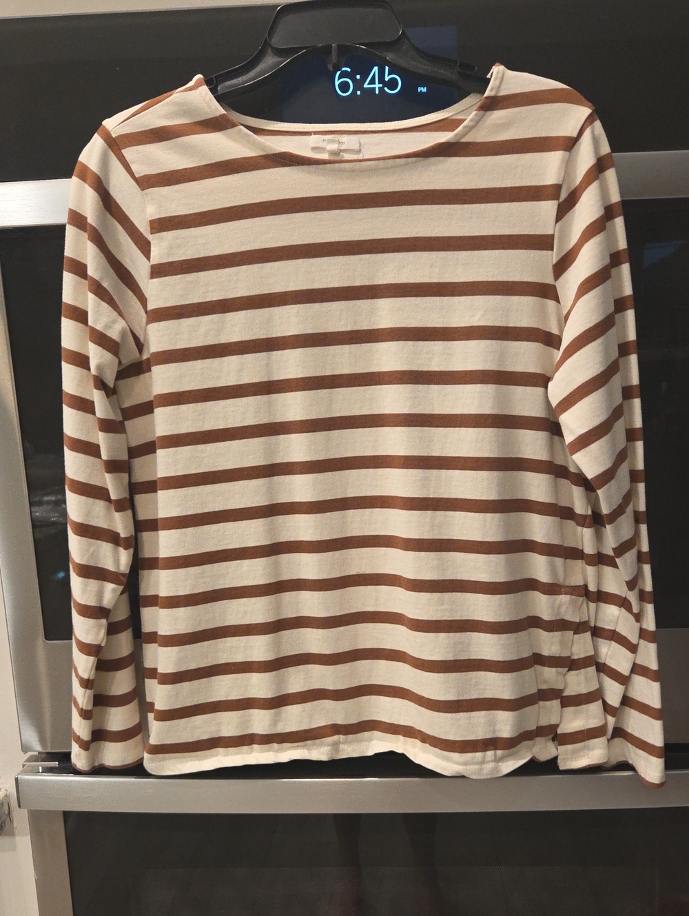 Maurices Brown & Cream Striped Long-Sleeve Scoop Neck Tee